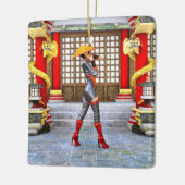 Asian Warrior Maiden Keramikornament (Links)