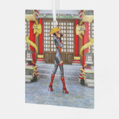 Asian Warrior Maiden Ornament Aus Glas (Vorderseite links)