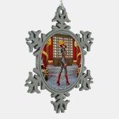Asian Warrior Maiden Schneeflocken Zinn-Ornament (Links)