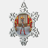 Asian Warrior Maiden Schneeflocken Zinn-Ornament (Rechts)