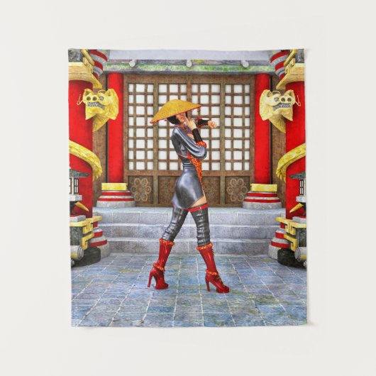 Asian Warrior Maiden Wandteppich (Vorderseite)