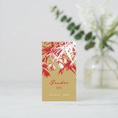 Asian Zen Red Bamboo Blätter Moderner Orientaler W Visitenkarte (Stehend Vorderseite)