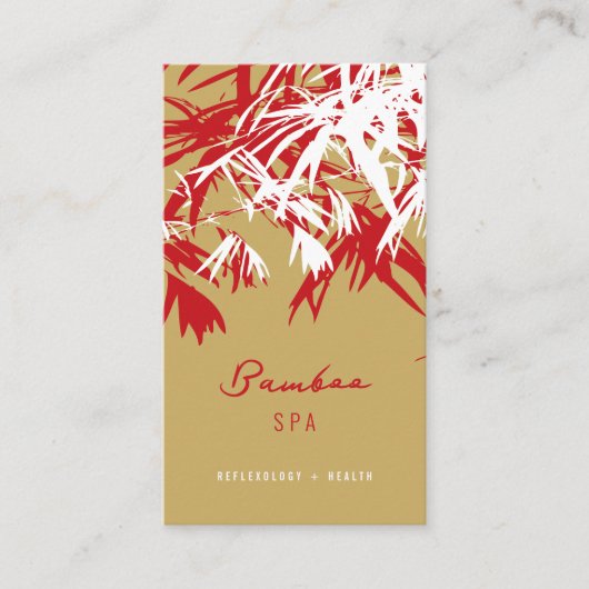 Asian Zen Red Bamboo Blätter Moderner Orientaler W Visitenkarte (Vorderseite)