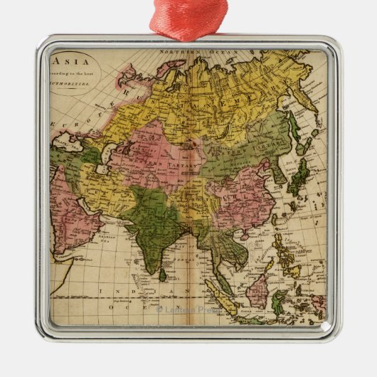 AsiaPanoramic MapAsia 3 Ornament Aus Metall (Vorne)