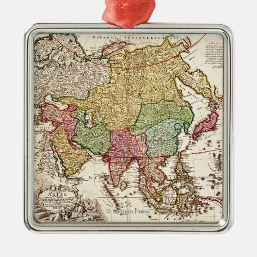 AsiaPanoramic MapAsia 6 Silbernes Ornament (Vorne)