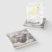 Asiatisch antike Fassaden Statue Foto Stilvoll Steinuntersetzer (Seitenansicht)