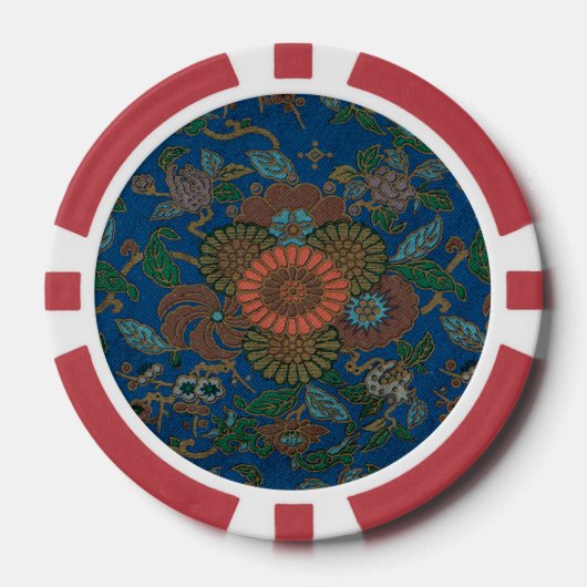 Asiatisch-blaues Lüftermuster Pokerchips (Vorderseite)