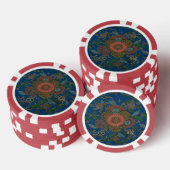 Asiatisch-blaues Lüftermuster Pokerchips (Stapel)