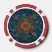 Asiatisch-blaues Lüftermuster Pokerchips (Rückseite)