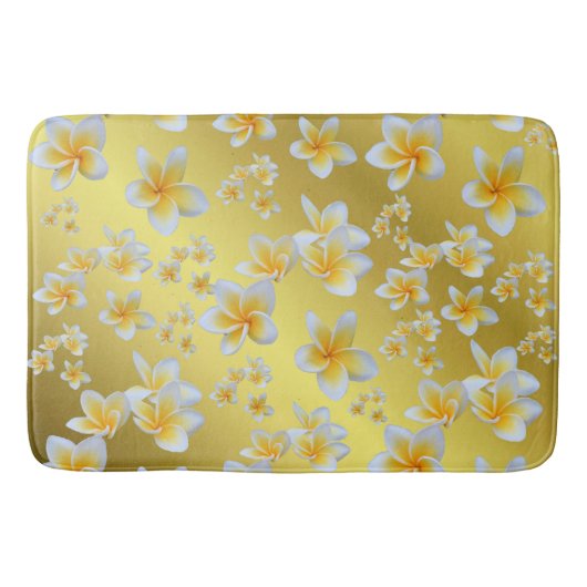 asiatisch, gelb, weiß, blühend, hell, gold, blumen badematte (Vorderseite)