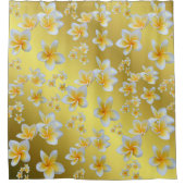 asiatisch, gelb, weiß, blühend, hell, gold, blumen duschvorhang (Vorderseite)