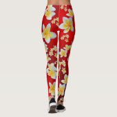 asiatisch, gelb, weiß, blühend, hell, gold, blumen leggings (Rückseite)
