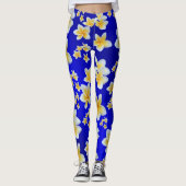 asiatisch, gelb, weiß, blühend, hell, gold, blumen leggings (Vorderseite)