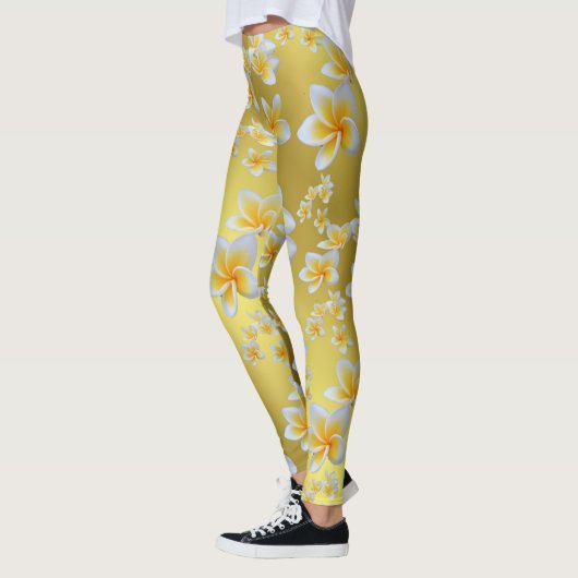 asiatisch, gelb, weiß, blühend, hell, gold, blumen leggings (Links)