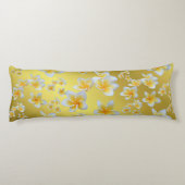 asiatisch, gelb, weiß, blühend, hell, gold, blumen seitenschläferkissen (Rückseite)