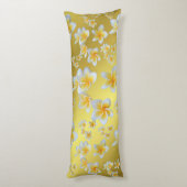 asiatisch, gelb, weiß, blühend, hell, gold, blumen seitenschläferkissen (Rückseite (Vertikal))