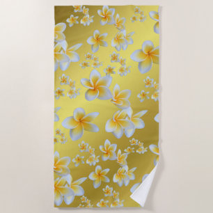 asiatisch, gelb, weiß, blühend, hell, gold, blumen strandtuch