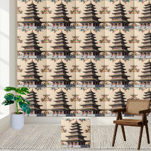 Asiatisch Inspiriert Blumentempel Chinoiserie Pago Fliese