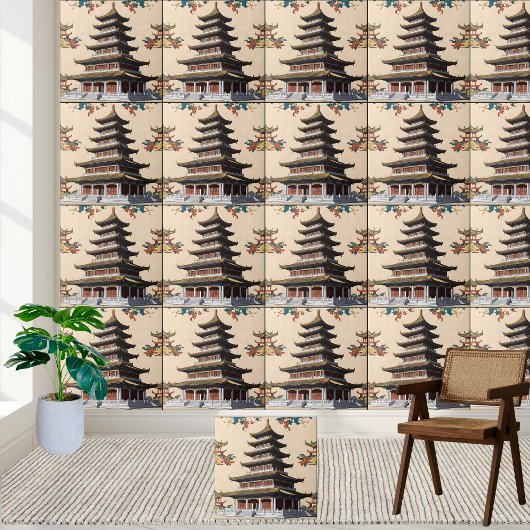 Asiatisch Inspiriert Blumentempel Chinoiserie Pago Fliese