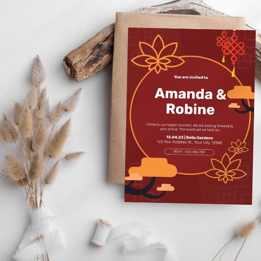 Asiatisch Inspiriert Einladung zur Hochzeit