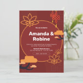 Asiatisch Inspiriert Einladung zur Hochzeit (Stehend Vorderseite)