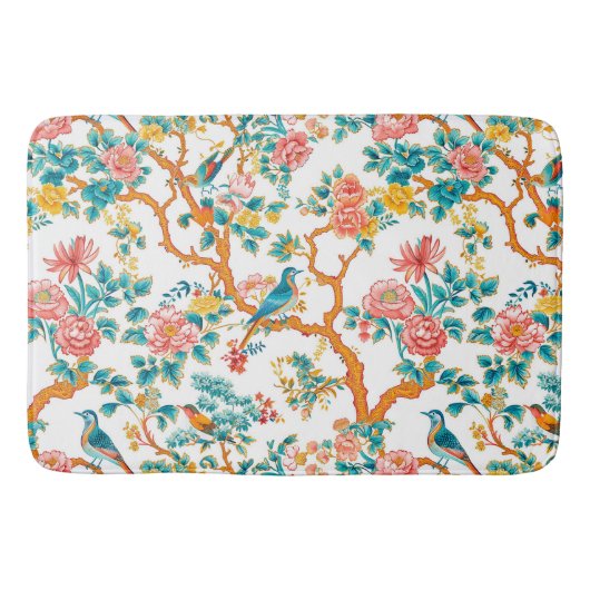 Asiatisch Inspirierte Muster, farbenfrohe Blume Vö Badematte (Vorderseite)