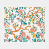 Asiatisch Inspirierte Muster, farbenfrohe Blume Vö Fleecedecke (Vorderseite (Horizontal))