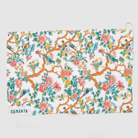 Asiatisch Inspirierte Muster, farbenfrohe Blume Vö Golfhandtuch (Horizontal)