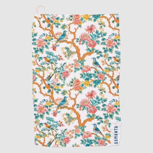 Asiatisch Inspirierte Muster, farbenfrohe Blume Vö Golfhandtuch (Vorderseite)