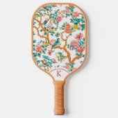 Asiatisch Inspirierte Muster, farbenfrohe Blume Vö Pickleball Schläger (Vorderseite)