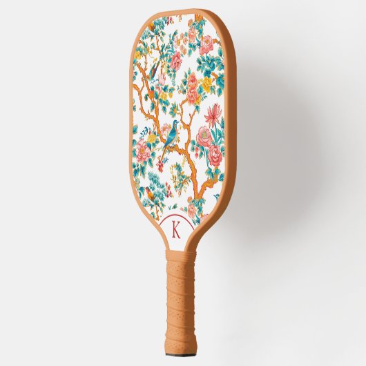 Asiatisch Inspirierte Muster, farbenfrohe Blume Vö Pickleball Schläger (Links)