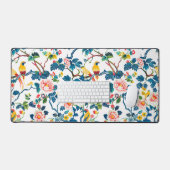 Asiatisch Inspirierte Muster, farbenfrohe Blume Vö Schreibtischunterlage (Tastatur & Maus)