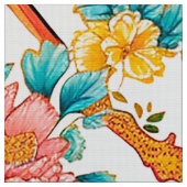 Asiatisch Inspirierte Muster, farbenfrohe Blume Vö Stoff (Nahaufnahme)