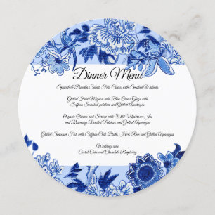 Asiatisch inspiriertes himmelblaues Blumen Dinner  Einladung