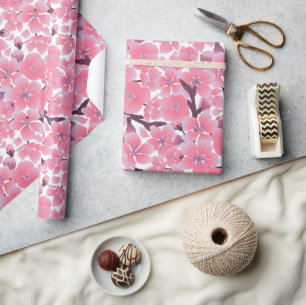 Asiatisch-japanisches Pink Cherry Blossom Wrapping Geschenkpapier