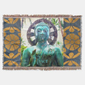 Asiatisch-türkisfarbenes Buddha Statue Foto Friede Decke (Vorderseite)