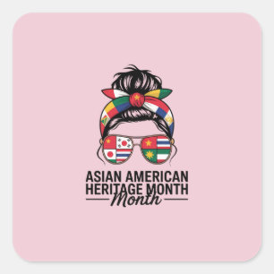 asiatische amerikanische und pazifische Inselbewoh Quadratischer Aufkleber