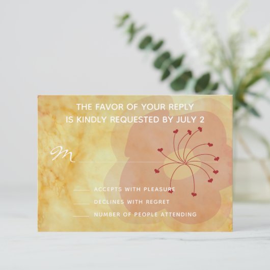 Asiatische Antwort-Karte für Hochzeitssehen RSVP Karte (Stehend Vorderseite)