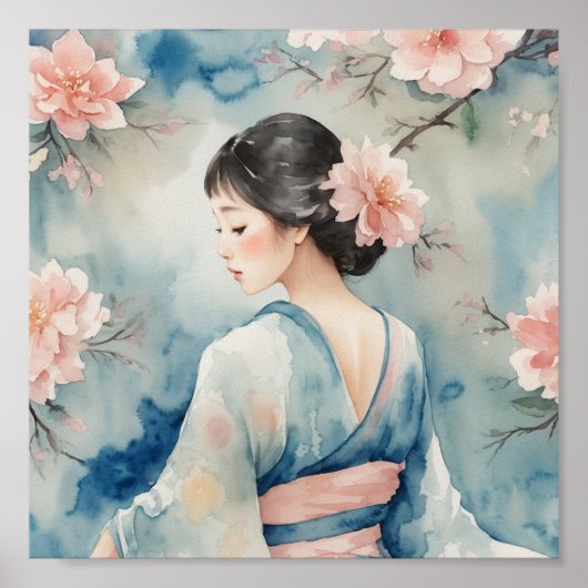 Asiatische Aquarellenposter Poster (Vorne)