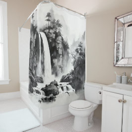 Asiatische Aquarellmalerei Duschvorhang