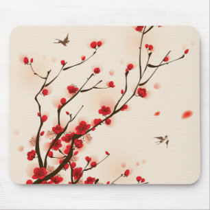 Asiatische Art-Malerei-Pflaumen-Blüte im Frühjah Mousepad