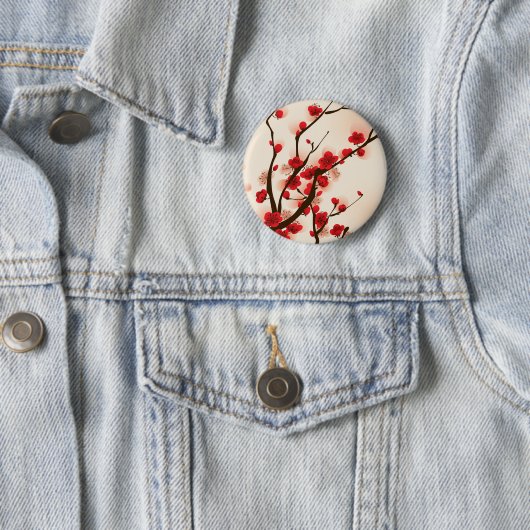 Asiatische Art-Malerei, Pflaumen-Blüte im Frühjahr Button (Beispiel)