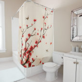 Asiatische Art-Malerei, Pflaumen-Blüte im Frühjahr Duschvorhang (Beispiel)