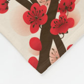 Asiatische Art-Malerei, Pflaumen-Blüte im Frühjahr Fleecedecke (Ecke)
