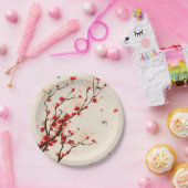 Asiatische Art-Malerei-Pflaumen-Blüte im Frühjahr Pappteller (Party)