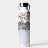 Asiatische Berge, Kirschblüten, Kanu - Stille Trinkflasche (Vorne)