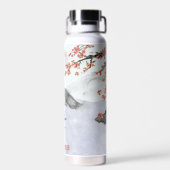 Asiatische Berge, Kirschblüten, Kanu - Stille Trinkflasche (Rückseite)