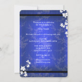 Asiatische Blaue Blossom Weiße Geburtstagspartei Einladung (Rückseite)