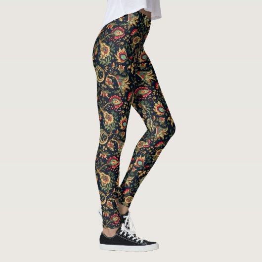 Asiatische Blume Dunkle Chinoiseries Leggings - Hü (Rechts)