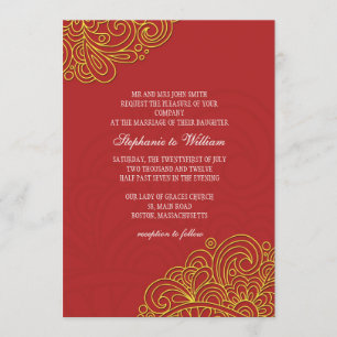 Asiatische Blumen-Hochzeitseinladung mit geschwung Einladung